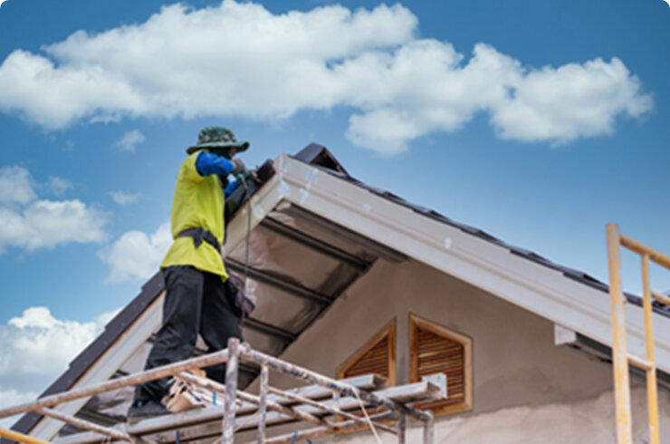Roofer installing new roof on beavercreek ohio home